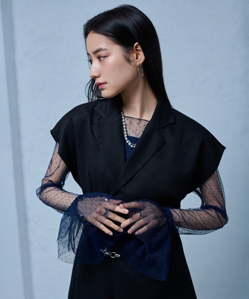 Ellno de Mavie（エルノデメヴィ）の「ソデフリルドットアソートシアートップス（Tシャツ/カットソー・レディース・ブラック系その他/ブラック/ブルー系その他・FREE）」の13枚目の写真