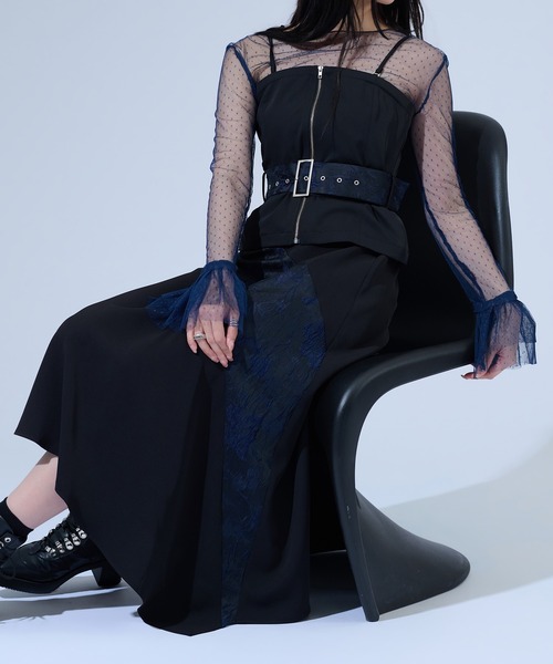Ellno de Mavie（エルノデメヴィ）の「ソデフリルドットアソートシアートップス（Tシャツ/カットソー・レディース・ブラック系その他/ブラック/ブルー系その他・FREE）」の10枚目の写真