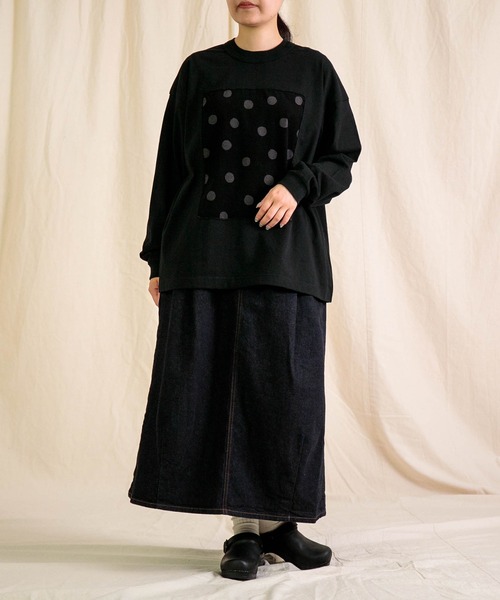 prit（プリット）の「[prit] 空紡天竺×シャツコールラフドットプリント L/SフレームTee（Tシャツ/カットソー・レディース・ライトグレー系/ブラック系その他/ホワイト系その他・FREE）」の10枚目の写真