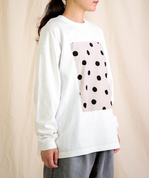 prit（プリット）の「[prit] 空紡天竺×シャツコールラフドットプリント L/SフレームTee（Tシャツ/カットソー・レディース・ライトグレー系/ブラック系その他/ホワイト系その他・FREE）」の15枚目の写真