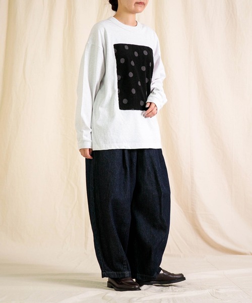 prit（プリット）の「[prit] 空紡天竺×シャツコールラフドットプリント L/SフレームTee（Tシャツ/カットソー・レディース・ライトグレー系/ブラック系その他/ホワイト系その他・FREE）」の5枚目の写真