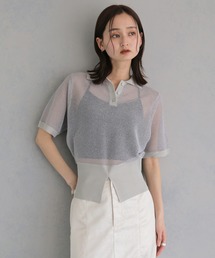 &g'aime | 【&g'aime 】ラメメッシュポロニット Glitter Mesh Polo Knit(ニット/セーター)