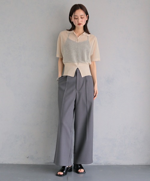 &g'aime(アンジェム)の「【&g'aime 】ラメメッシュポロニット Glitter Mesh Polo Knit(ニット/セーター・レディース・アイボリー/グレー/ブラック・FREE)」の12枚目の写真