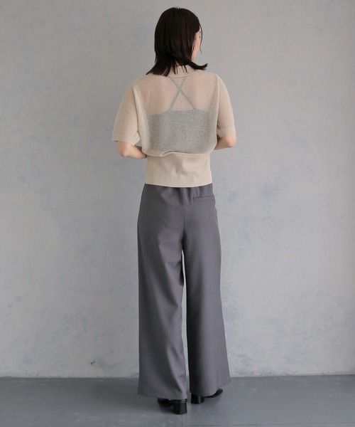 &g'aime(アンジェム)の「【&g'aime 】ラメメッシュポロニット Glitter Mesh Polo Knit(ニット/セーター・レディース・アイボリー/グレー/ブラック・FREE)」の14枚目の写真