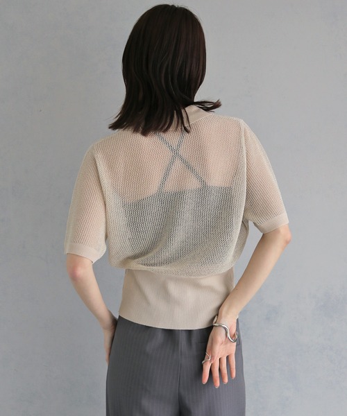 &g'aime(アンジェム)の「【&g'aime 】ラメメッシュポロニット Glitter Mesh Polo Knit(ニット/セーター・レディース・アイボリー/グレー/ブラック・FREE)」の10枚目の写真