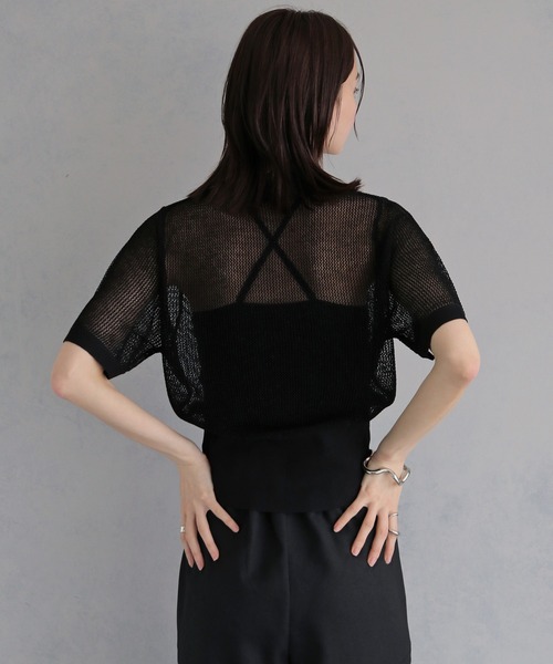 &g'aime(アンジェム)の「【&g'aime 】ラメメッシュポロニット Glitter Mesh Polo Knit(ニット/セーター・レディース・アイボリー/グレー/ブラック・FREE)」の21枚目の写真