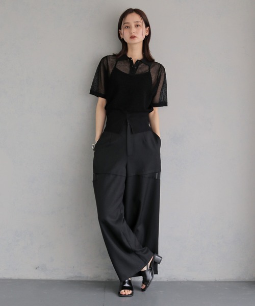 &g'aime(アンジェム)の「【&g'aime 】ラメメッシュポロニット Glitter Mesh Polo Knit(ニット/セーター・レディース・アイボリー/グレー/ブラック・FREE)」の22枚目の写真
