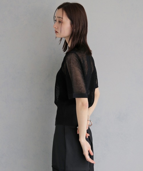 &g'aime(アンジェム)の「【&g'aime 】ラメメッシュポロニット Glitter Mesh Polo Knit(ニット/セーター・レディース・アイボリー/グレー/ブラック・FREE)」の19枚目の写真