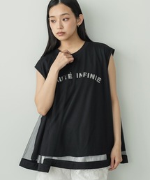 チュールレイヤードロゴプリントTシャツ