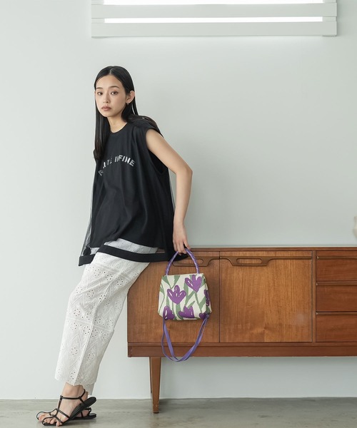 mili an deni（ミリアンデニ）の「チュールレイヤードロゴプリントTシャツ（Tシャツ/カットソー・レディース・ブラック/ホワイト・M）」の10枚目の写真
