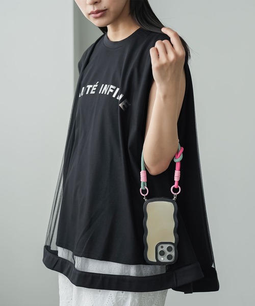 mili an deni（ミリアンデニ）の「チュールレイヤードロゴプリントTシャツ（Tシャツ/カットソー・レディース・ブラック/ホワイト・M）」の14枚目の写真