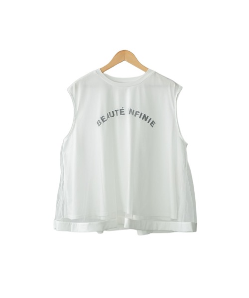 mili an deni（ミリアンデニ）の「チュールレイヤードロゴプリントTシャツ（Tシャツ/カットソー・レディース・ブラック/ホワイト・M）」の16枚目の写真