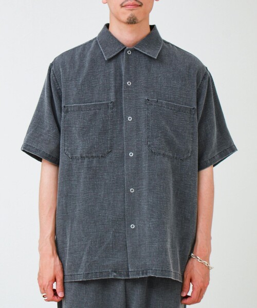 GLOSTER（グロスター）の「【セットアップ対応】麻調ウォッシュ ショートスリーブシャツ（シャツ/ブラウス・メンズ・オリーブ/チャコールグレー/インディゴブルー・L/M/S）」の21枚目の写真