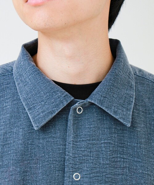 GLOSTER（グロスター）の「【セットアップ対応】麻調ウォッシュ ショートスリーブシャツ（シャツ/ブラウス・メンズ・オリーブ/チャコールグレー/インディゴブルー・L/M/S）」の16枚目の写真