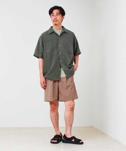 GLOSTER（グロスター）の「【セットアップ対応】麻調ウォッシュ ショートスリーブシャツ（シャツ/ブラウス・メンズ・オリーブ/チャコールグレー/インディゴブルー・L/M/S）」の13枚目の写真