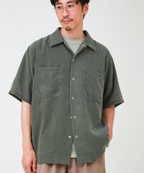 GLOSTER（グロスター）の「【セットアップ対応】麻調ウォッシュ ショートスリーブシャツ（シャツ/ブラウス・メンズ・オリーブ/チャコールグレー/インディゴブルー・L/M/S）」の14枚目の写真