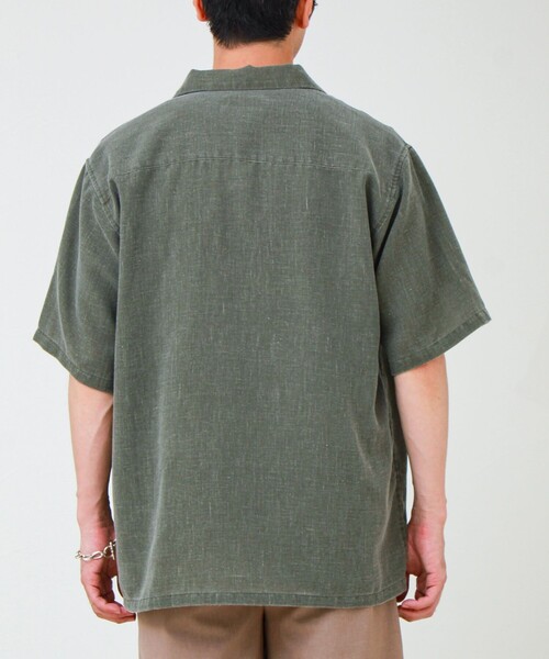GLOSTER（グロスター）の「【セットアップ対応】麻調ウォッシュ ショートスリーブシャツ（シャツ/ブラウス・メンズ・オリーブ/チャコールグレー/インディゴブルー・L/M/S）」の8枚目の写真