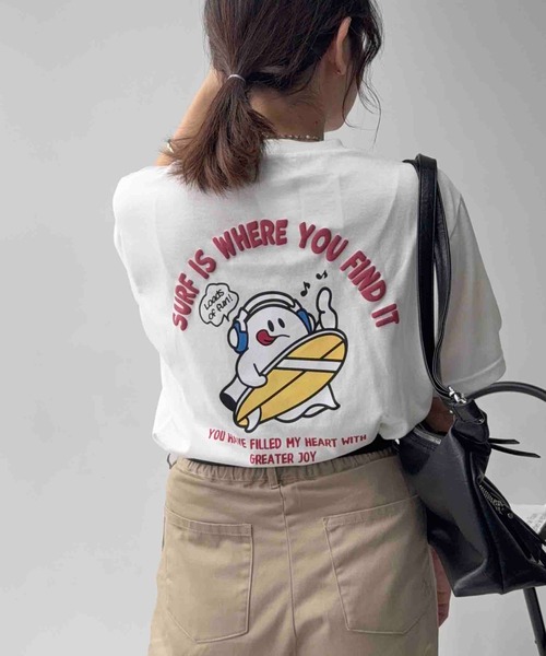 AS KNOW AS plus（アズノゥアズプラス）の「〇ビッグサイズ おばけアソート半袖Tシャツ(サーフィン・ポテト）【UNISEX ITEM】（Tシャツ/カットソー・レディース・ネイビー/オートミール/オフホワイト/ブラック・FREE）」の6枚目の写真