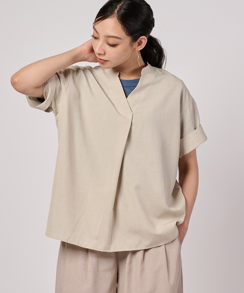 Eddie Bauer(エディーバウアー)の「オープンネック スキッパーブラウス(シャツ/ブラウス・レディース・ライトブラウン/ライトブルー/ライトベージュ・S/XL/L/M)」の2枚目の写真