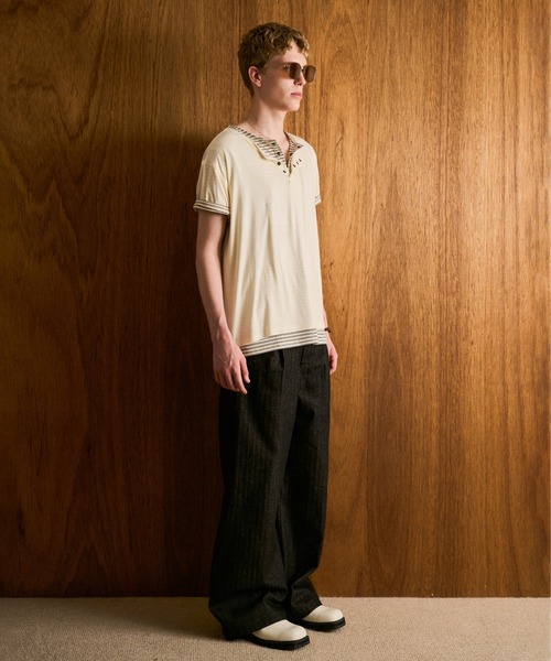 CAMPHOR WOOD(カンファーウッド)の「LACEUP SAILOR HERRINGBONE DENIM / レースアップセイラーヘリンボーンデニム(デニムパンツ・メンズ・インディゴブルー/ブラック・SMALL/MEDIUM/LARGE)」の5枚目の写真