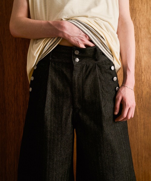 CAMPHOR WOOD(カンファーウッド)の「LACEUP SAILOR HERRINGBONE DENIM / レースアップセイラーヘリンボーンデニム(デニムパンツ・メンズ・インディゴブルー/ブラック・SMALL/MEDIUM/LARGE)」の10枚目の写真
