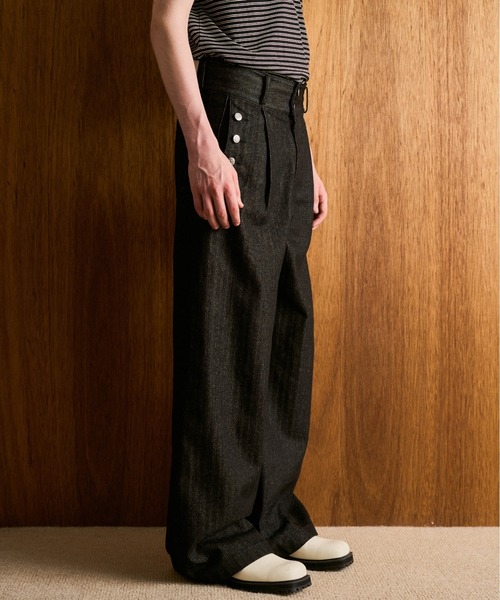 CAMPHOR WOOD(カンファーウッド)の「LACEUP SAILOR HERRINGBONE DENIM / レースアップセイラーヘリンボーンデニム(デニムパンツ・メンズ・インディゴブルー/ブラック・SMALL/MEDIUM/LARGE)」の12枚目の写真