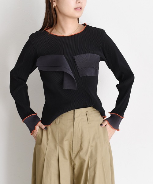 Eimee Law(エイミーロウ)の「シアープリーツフリルトップス(Tシャツ/カットソー・レディース・ライトイエロー/サックスブルー/ブラック/アイボリー・FREE)」の3枚目の写真