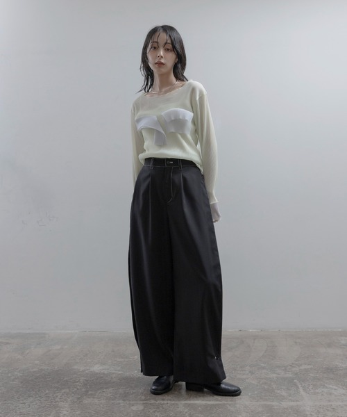 Eimee Law(エイミーロウ)の「シアープリーツフリルトップス(Tシャツ/カットソー・レディース・ライトイエロー/サックスブルー/ブラック/アイボリー・FREE)」の5枚目の写真