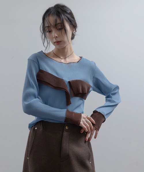 Eimee Law(エイミーロウ)の「シアープリーツフリルトップス(Tシャツ/カットソー・レディース・ライトイエロー/サックスブルー/ブラック/アイボリー・FREE)」の13枚目の写真