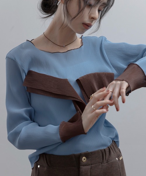 Eimee Law(エイミーロウ)の「シアープリーツフリルトップス(Tシャツ/カットソー・レディース・ライトイエロー/サックスブルー/ブラック/アイボリー・FREE)」の16枚目の写真
