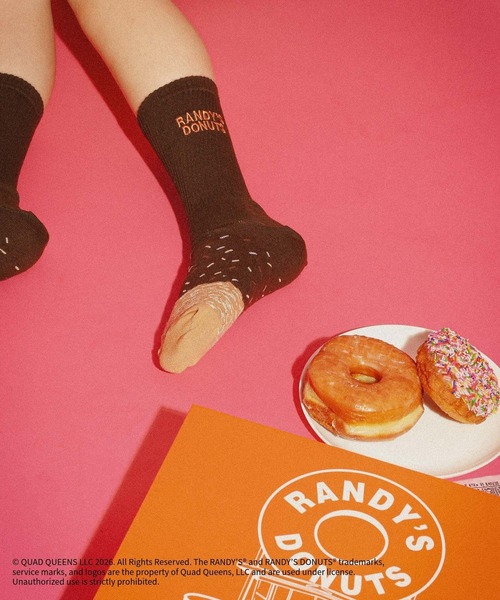 GLOBAL WORK(グローバルワーク)の「【RANDY’S DONUTS(ランディーズ・ドーナツ)】ロゴソックス/852696(ソックス/靴下・キッズ・ダークブラウン/ライトピンク・19cm)」の5枚目の写真