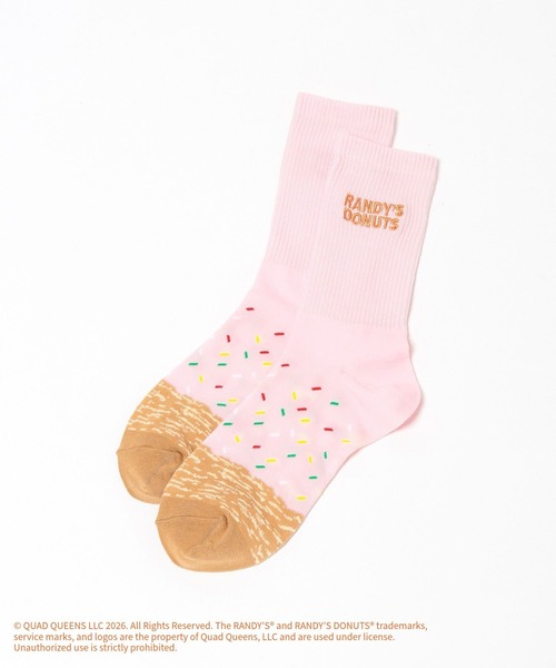 GLOBAL WORK(グローバルワーク)の「【RANDY’S DONUTS(ランディーズ・ドーナツ)】ロゴソックス/852696(ソックス/靴下・キッズ・ダークブラウン/ライトピンク・19cm)」の3枚目の写真
