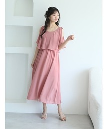バックリボンオープンショルダーサマーワンピース