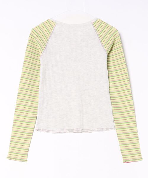 TINA:JOJUN(ティーナジョジュン)の「マルチボーダー ラグラン サーマルロンT TINA:JOJUN(Tシャツ/カットソー・レディース・ホワイト/グレー・M)」の14枚目の写真