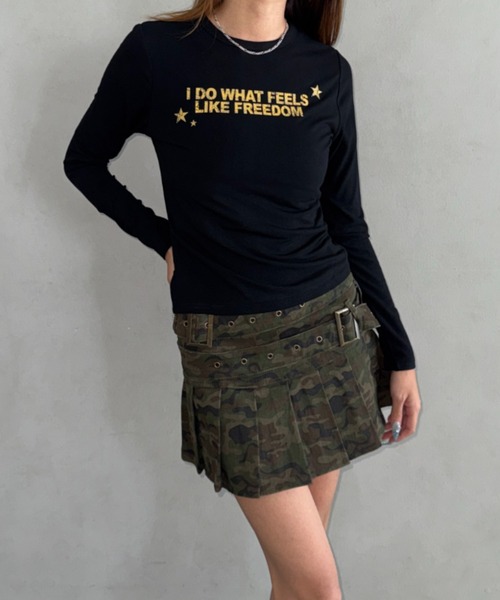 Bamm(バム)の「コンパクトロゴロンT(Tシャツ/カットソー・レディース・ホワイト/グレー/ブラウン/ネイビー/ブラック・FREE)」の1枚目の写真