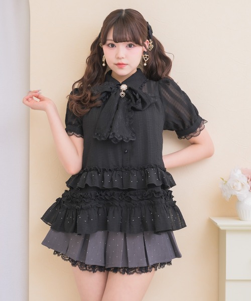 ROJITA（ロジータ）の「ボリュームフリルボウタイチュニック（シャツ/ブラウス・レディース・ブラック/ピンク/ホワイト・FREE）」の12枚目の写真