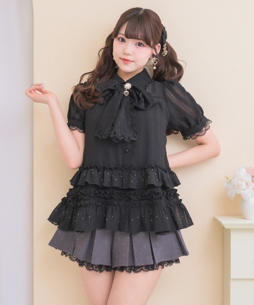 ROJITA（ロジータ）の「ボリュームフリルボウタイチュニック（シャツ/ブラウス・レディース・ブラック/ピンク/ホワイト・FREE）」の13枚目の写真