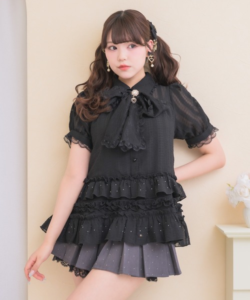 ROJITA（ロジータ）の「ボリュームフリルボウタイチュニック（シャツ/ブラウス・レディース・ブラック/ピンク/ホワイト・FREE）」の14枚目の写真