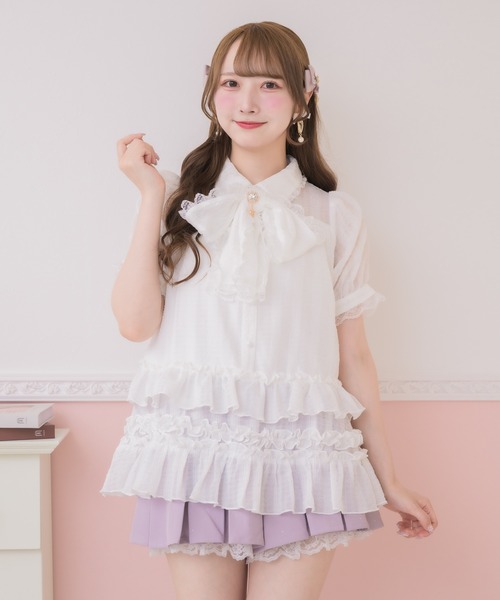 ROJITA（ロジータ）の「ボリュームフリルボウタイチュニック（シャツ/ブラウス・レディース・ブラック/ピンク/ホワイト・FREE）」の15枚目の写真