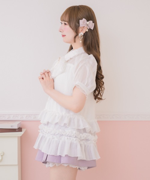 ROJITA（ロジータ）の「ボリュームフリルボウタイチュニック（シャツ/ブラウス・レディース・ブラック/ピンク/ホワイト・FREE）」の18枚目の写真