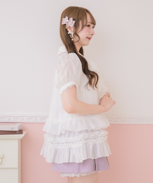 ROJITA（ロジータ）の「ボリュームフリルボウタイチュニック（シャツ/ブラウス・レディース・ブラック/ピンク/ホワイト・FREE）」の20枚目の写真