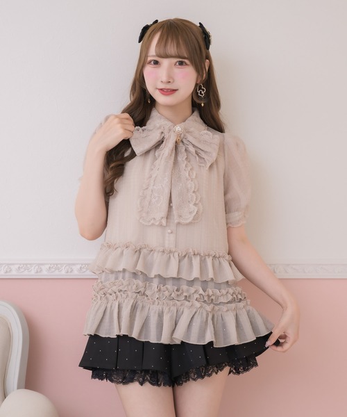 ROJITA（ロジータ）の「ボリュームフリルボウタイチュニック（シャツ/ブラウス・レディース・ブラック/ピンク/ホワイト・FREE）」の10枚目の写真