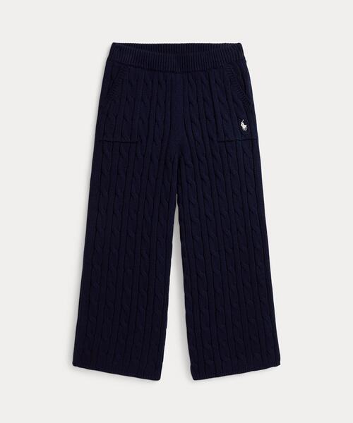POLO RALPH LAUREN CHILDRENSWEAR(ポロ ラルフ ローレン チルドレンズウェア)の「ケーブルニット コットン ワイドレッグ セーター パンツ(その他パンツ・キッズ・ネイビー系1・4/6/3)」の1枚目の写真