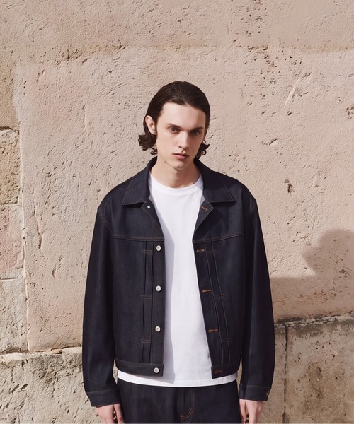 UNITED TOKYO(ユナイテッドトウキョウ)の「【数量限定生産】TYPE1 SILK DENIM TRUCKER JACKET |SETUP可/高級素材/シルク/耐久性/リジット(デニムジャケット・メンズ・ダークインディゴブルー・2/1)」の1枚目の写真