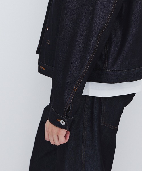 UNITED TOKYO(ユナイテッドトウキョウ)の「【数量限定生産】TYPE1 SILK DENIM TRUCKER JACKET |SETUP可/高級素材/シルク/耐久性/リジット(デニムジャケット・メンズ・ダークインディゴブルー・2/1)」の8枚目の写真