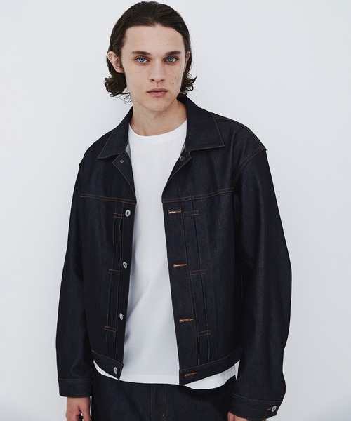 UNITED TOKYO(ユナイテッドトウキョウ)の「【数量限定生産】TYPE1 SILK DENIM TRUCKER JACKET |SETUP可/高級素材/シルク/耐久性/リジット(デニムジャケット・メンズ・ダークインディゴブルー・2/1)」の3枚目の写真