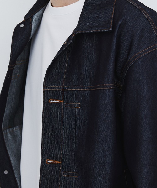 UNITED TOKYO(ユナイテッドトウキョウ)の「【数量限定生産】TYPE1 SILK DENIM TRUCKER JACKET |SETUP可/高級素材/シルク/耐久性/リジット(デニムジャケット・メンズ・ダークインディゴブルー・2/1)」の9枚目の写真