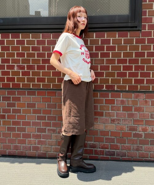 w closet(ダブルクローゼット)の「ネコプリントリンガーTシャツ(Tシャツ/カットソー・レディース・ピンク/アイボリー/オフホワイト/ネイビー・FREE)」の15枚目の写真