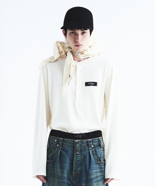 DAIRIKU(ダイリク)の「DAIRIKU / ダイリク Wool Henry Neck L-S Tee(Tシャツ/カットソー・メンズ・ホワイト/ブラック・LARGE/MEDIUM)」の9枚目の写真