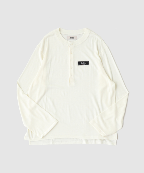 DAIRIKU(ダイリク)の「DAIRIKU / ダイリク Wool Henry Neck L-S Tee(Tシャツ/カットソー・メンズ・ホワイト/ブラック・LARGE/MEDIUM)」の4枚目の写真